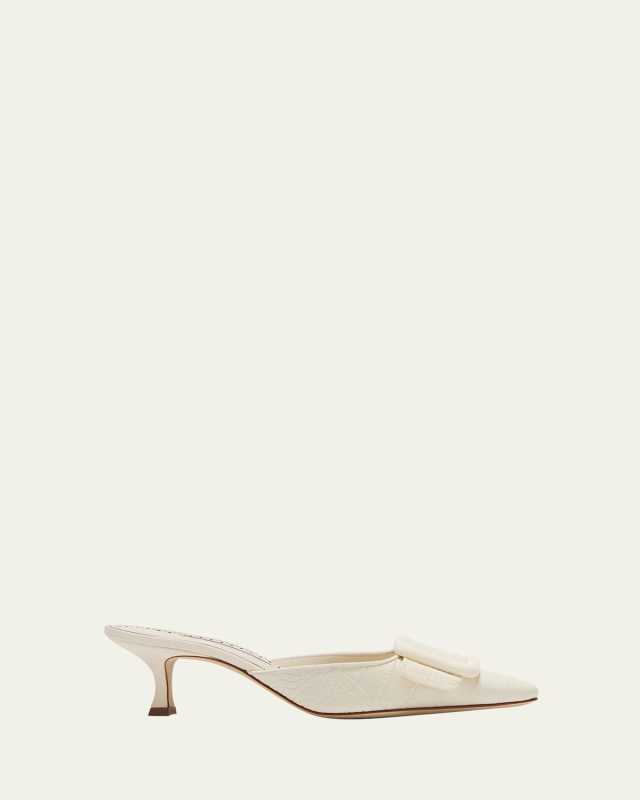 Maysale Croco Buckle Mule Pumps